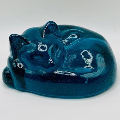 LOT 7: Collection of Three (3) Glass/Crystal Cozy Curled Up Cats