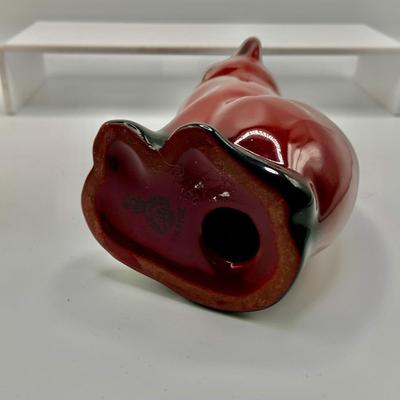 LOT 12: Old Staffordshire Cat Sitting of a Pillow, Royal Doulton Flambé Seated Cat