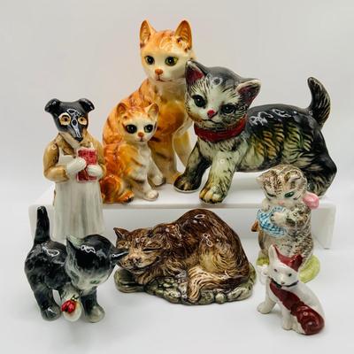LOT 13: Assortment of Cats and Dog Porcelain Figurines by Beswick, and More