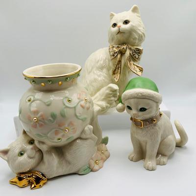 LOT 14: Set of Three (3) Lovely Lenox Porcelain Cats