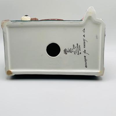 LOT 17: Nove Italia Ceramic Dog on a Case Porcelain Figurine Made Exclusive for Tiffany & Co