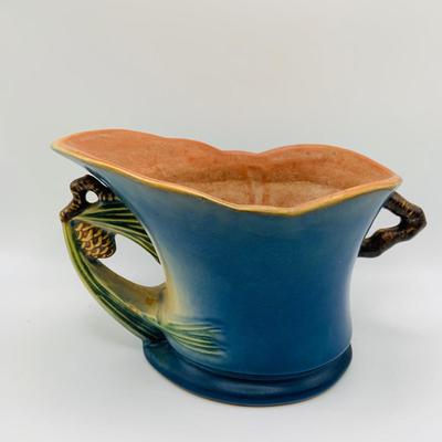 LOT 19: Roseville Pottery Blue Pine Cone Pattern Vases