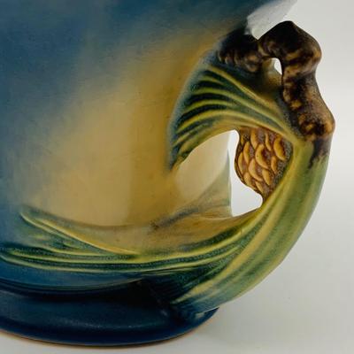 LOT 19: Roseville Pottery Blue Pine Cone Pattern Vases
