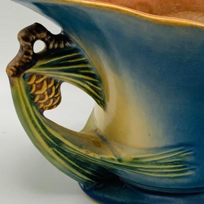 LOT 19: Roseville Pottery Blue Pine Cone Pattern Vases