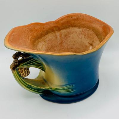 LOT 19: Roseville Pottery Blue Pine Cone Pattern Vases