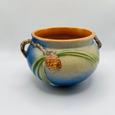 LOT 20: Roseville Blue Pinecone Bowl