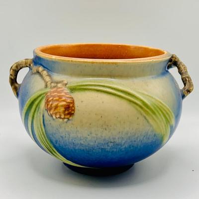 LOT 20: Roseville Blue Pinecone Bowl