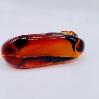 LOT 22: Amber Glass Swan, Signed Paperweight, ACC Crystal Art Glass Cat and Emerald Green Art Glass Paperweight