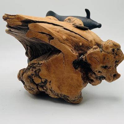 LOT GC: Inuit/Eskimo Hunter Ice Fishing Sculpture and John Perry Seal Sculpture
