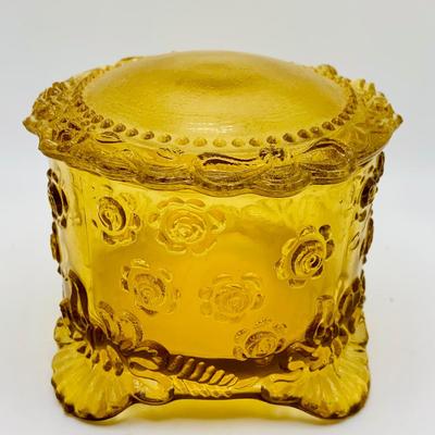 LOT 25: Kemble-Wheaton Glass Floral Glass Trinket Box, Westmorland Milk Glass Plate and Vintage Porcelain Ring Tray with a Bathing Beauty