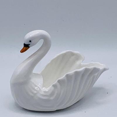 LOT 26: Seascapes and Swans - Set of Two (2) Swan Porcelain Dishes by Goebel and Other and Two (2) Framed Seascapes One by Raul Bancod