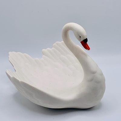 LOT 26: Seascapes and Swans - Set of Two (2) Swan Porcelain Dishes by Goebel and Other and Two (2) Framed Seascapes One by Raul Bancod