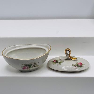 LOT 27: Trinkets and More Featuring Two (2) Limoges Hinged Cat Trinket Boxes, German Egg. Shaped Bavarian Hinged Box and More