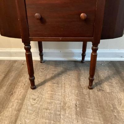 LOT 55: Martha Washington Sewing Table and Contents with Oil Painting