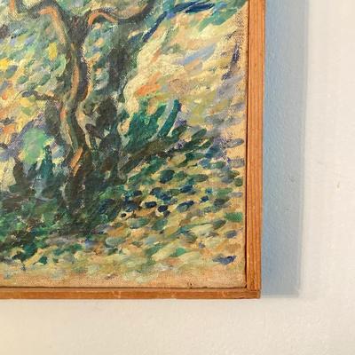 LOT 55: Martha Washington Sewing Table and Contents with Oil Painting