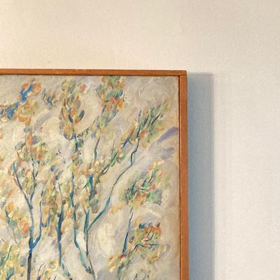 LOT 55: Martha Washington Sewing Table and Contents with Oil Painting