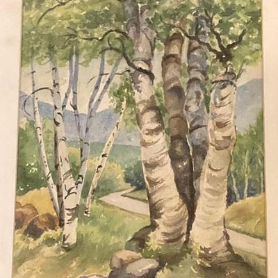 LOT 57: Pair of Framed White Birch Landscape Oil Paintings