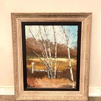 LOT 57: Pair of Framed White Birch Landscape Oil Paintings