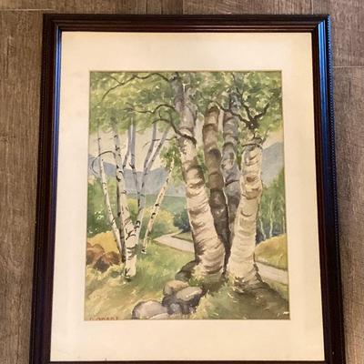 LOT 57: Pair of Framed White Birch Landscape Oil Paintings