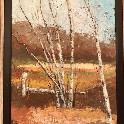 LOT 57: Pair of Framed White Birch Landscape Oil Paintings