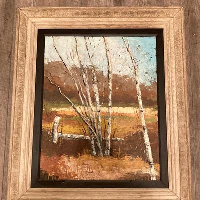 LOT 57: Pair of Framed White Birch Landscape Oil Paintings