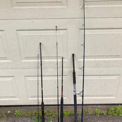 LOT 61: Vintage Rod Caddy Carrying Case with Three Fishing Rods (Daiwa Apollo, Shakespeare Ugly Stik and Storm)