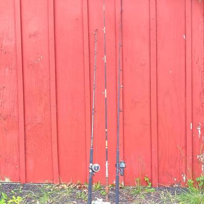 LOT 63: Collection of Three Fishing Rods and Reels - Daiwa, Okuma, Penn and Shimano