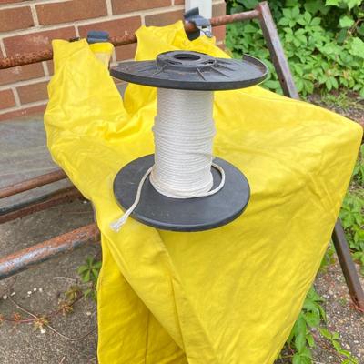 LOT 65: Fishing Gear - Wading Boots Size 10, Yellow Overalls, Cosom Flow - Troll Bait Bucket and More