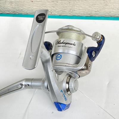 LOT 68: Fishing Reels and Line - (JC Higgins, Quantum, Shakespeare, Shimano and Storm)