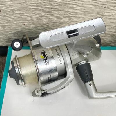 LOT 68: Fishing Reels and Line - (JC Higgins, Quantum, Shakespeare, Shimano and Storm)