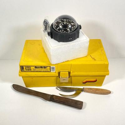 LOT 72: YCM Compass with Three Tackleboxes and Contents