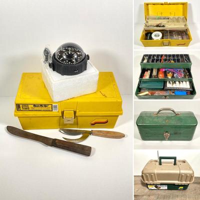 LOT 72: YCM Compass with Three Tackleboxes and Contents