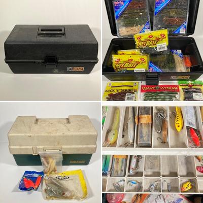 LOT 73: Black EON and Tackle Logic Tackleboxes with Bait, Lures, Tackle and More
