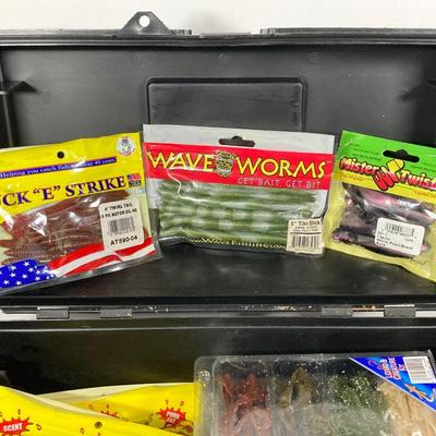 LOT 73: Black EON and Tackle Logic Tackleboxes with Bait, Lures, Tackle and More