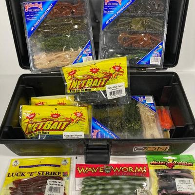 LOT 73: Black EON and Tackle Logic Tackleboxes with Bait, Lures, Tackle and More