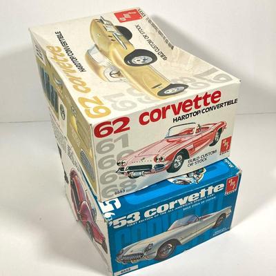 LOT 76: Vintage Toy Corvette Model Collection - 53 AMT Ertl, 62 AMT Ertl and MPC Super Sport Coupe