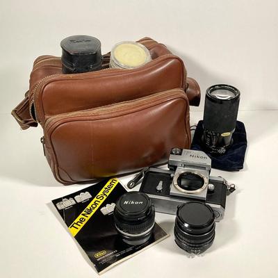 LOT 77: Vintage Nikon F 35mm Camera with Brown Coast Carrying Case and Accessories