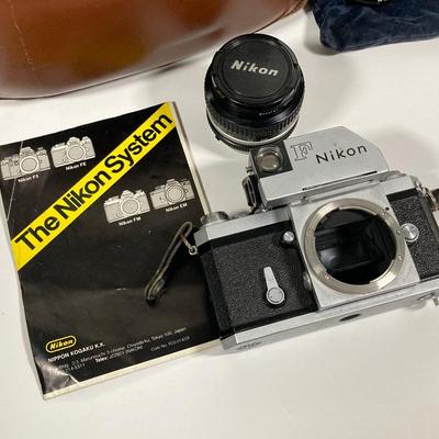 LOT 77: Vintage Nikon F 35mm Camera with Brown Coast Carrying Case and Accessories