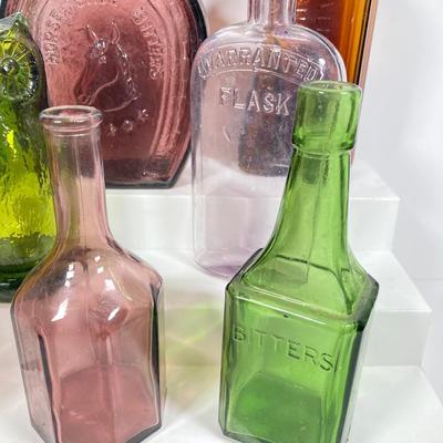 LOT 79: Collection of Colored / Clear Glass Bottles - Bitters, Wheaton and More