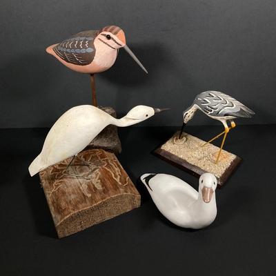 LOT 80: Hand Crafted Bird Collection - Carved Wood and Ceramic