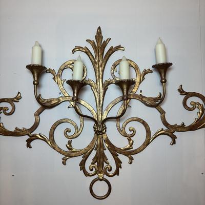 LOT 82: Large Gilt Italian Metal Wall Sconce