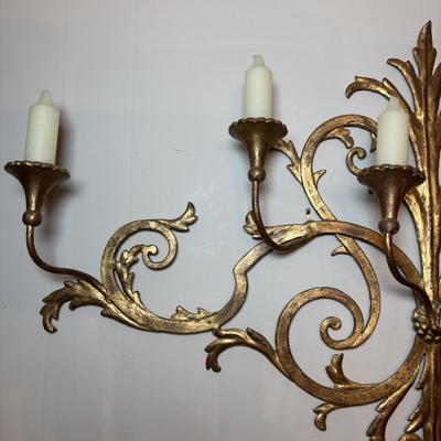LOT 82: Large Gilt Italian Metal Wall Sconce