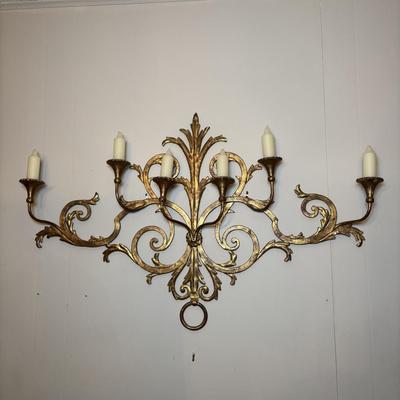 LOT 82: Large Gilt Italian Metal Wall Sconce