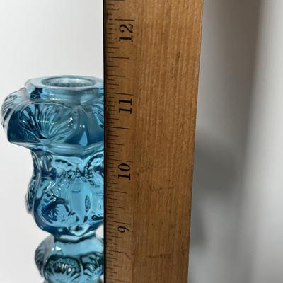 LOT 86: Pair of Fabulous Aqua Blue Koi Fish Candlesticks