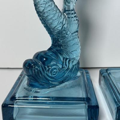 LOT 86: Pair of Fabulous Aqua Blue Koi Fish Candlesticks