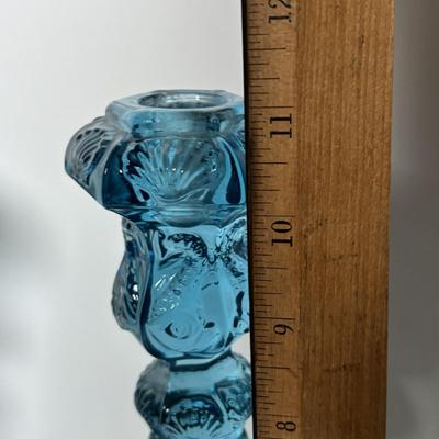 LOT 86: Pair of Fabulous Aqua Blue Koi Fish Candlesticks