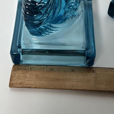 LOT 86: Pair of Fabulous Aqua Blue Koi Fish Candlesticks