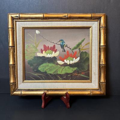 LOT 87: Vintage Bavaria, Germany Trout Plates, Signed Lotus Flowers/Bird Painting & Freeman & McFarlin Ceramic Candlestick