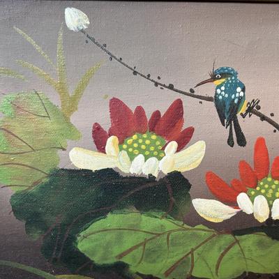 LOT 87: Vintage Bavaria, Germany Trout Plates, Signed Lotus Flowers/Bird Painting & Freeman & McFarlin Ceramic Candlestick
