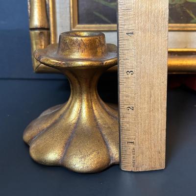 LOT 87: Vintage Bavaria, Germany Trout Plates, Signed Lotus Flowers/Bird Painting & Freeman & McFarlin Ceramic Candlestick